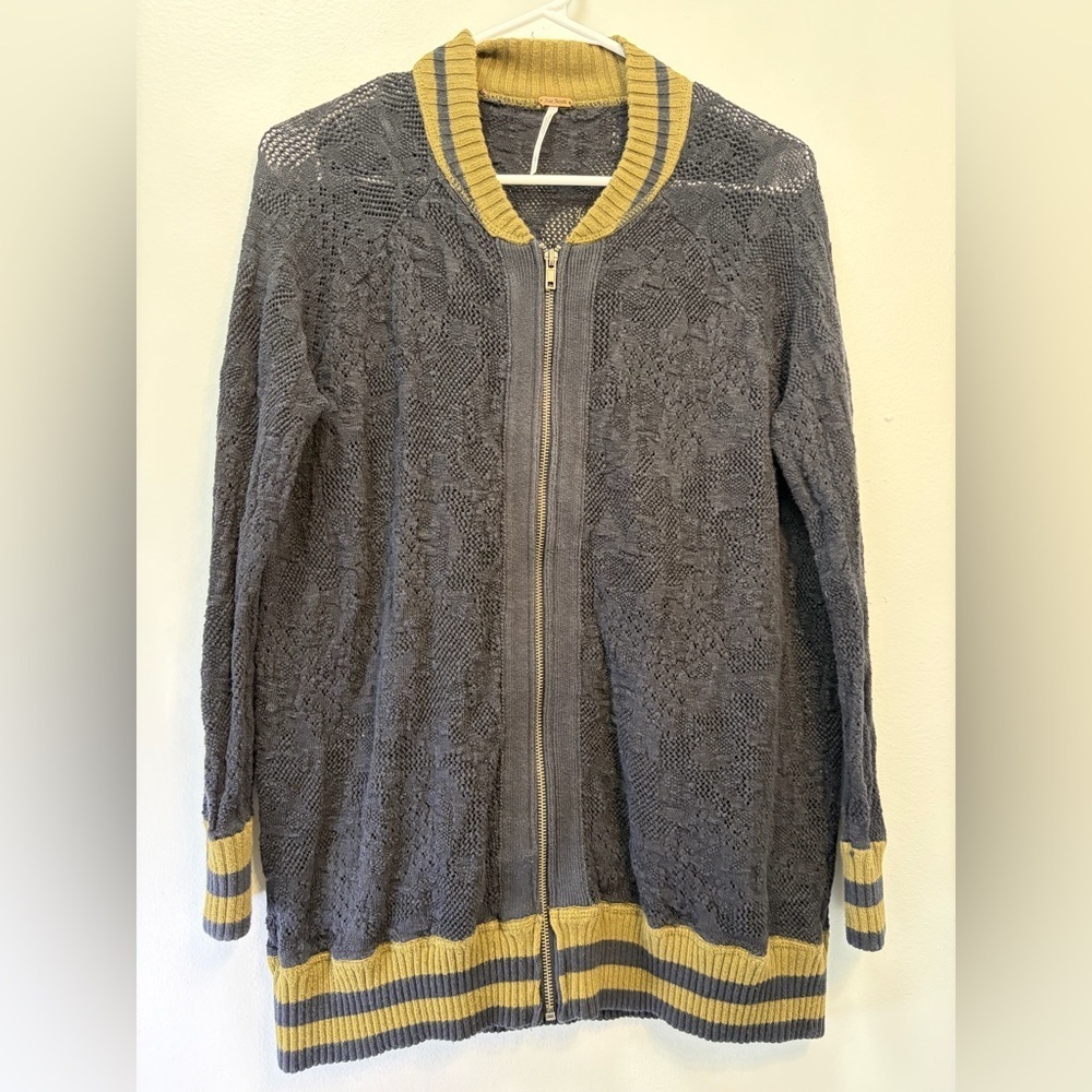 Free People Olive and Charcoal Knit Sweater